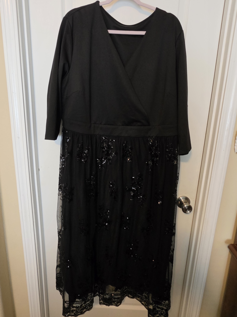Amazon Black Sequin Maxi Dress with Wrap Bodice